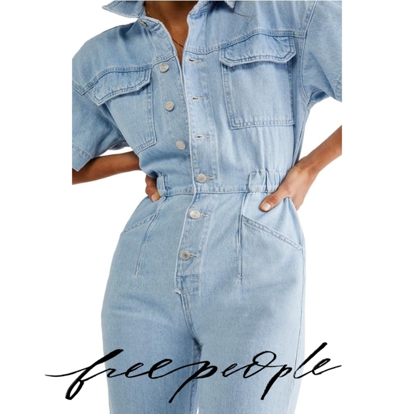 Free People Pants - NEW! 🛍 FREE PEOPLE- Free People Marci Jumpsuit Clear Skies SM (Women's 4-6)